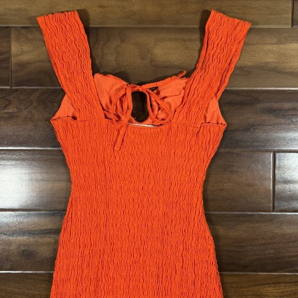Free People Beach Size XS Orange Eleni Bodycon Midi Maxi Dress‎ - Picture 11 of 12